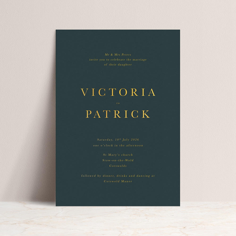 'Buckingham' Full Foil Press Letterpress Style Invitation