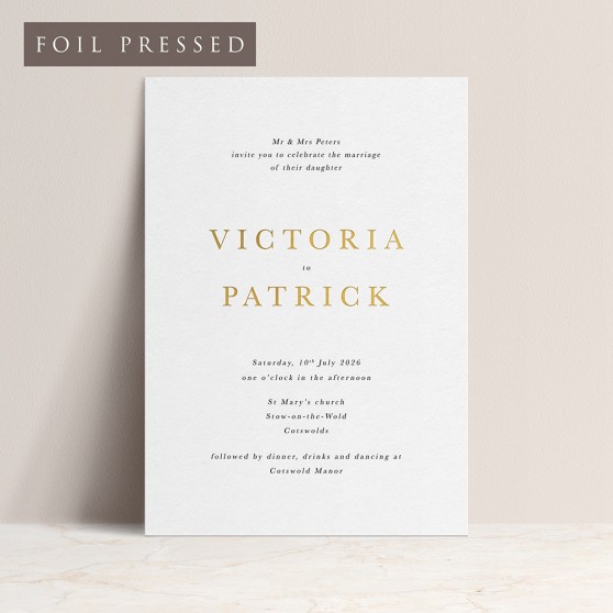 'Buckingham' Foil Press & Print | Letterpress Style Invitation