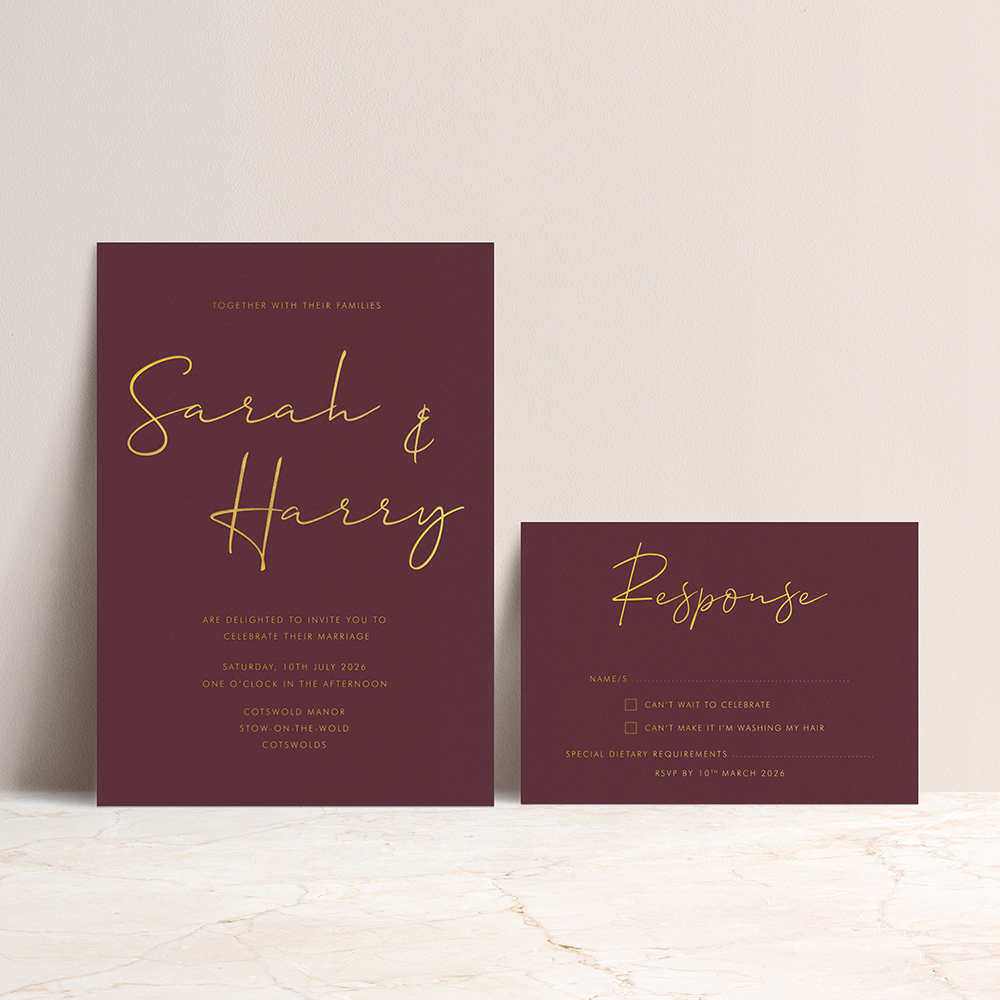 'Hermione' Full Foil Pressed Letterpress Style Invitation