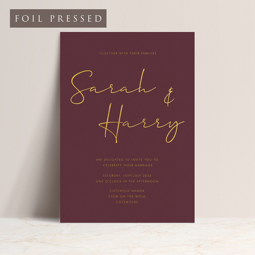 'Hermione' Full Foil Pressed Letterpress Style Invitation