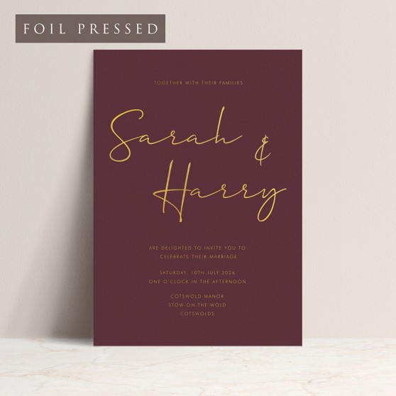 'Hermione' Full Foil Pressed Letterpress Style Invitation