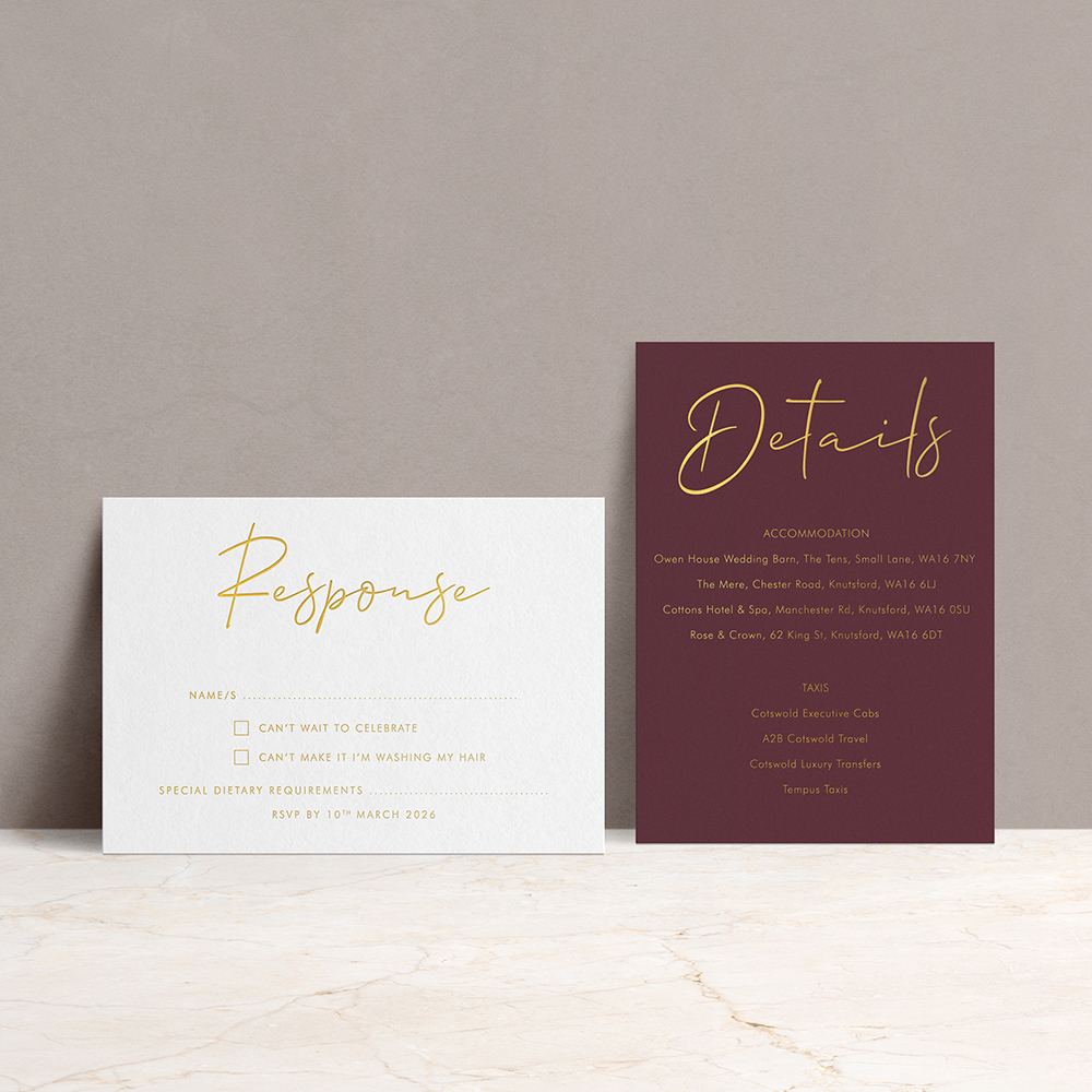 'Hermione' Full Foil Press Additional Cards for Invitation