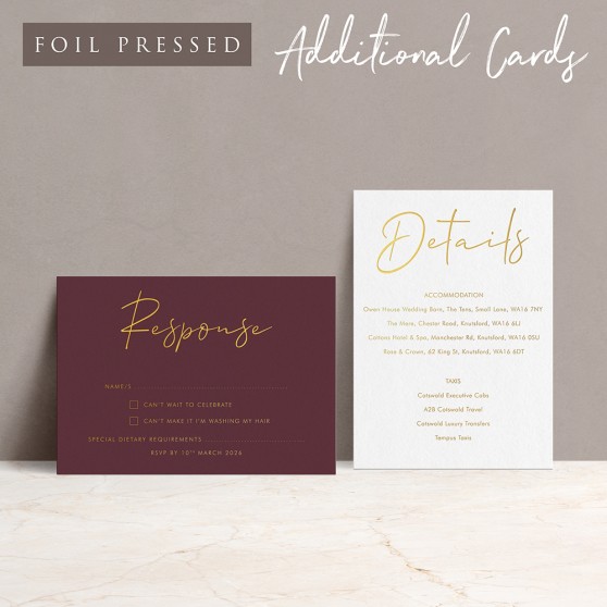 'Hermione' Full Foil Press Additional Cards for Invitation