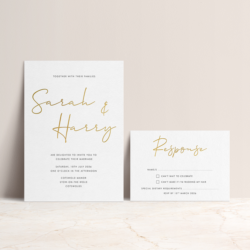 'Hermione' Foil Press & Print | Letterpress Style Invitation