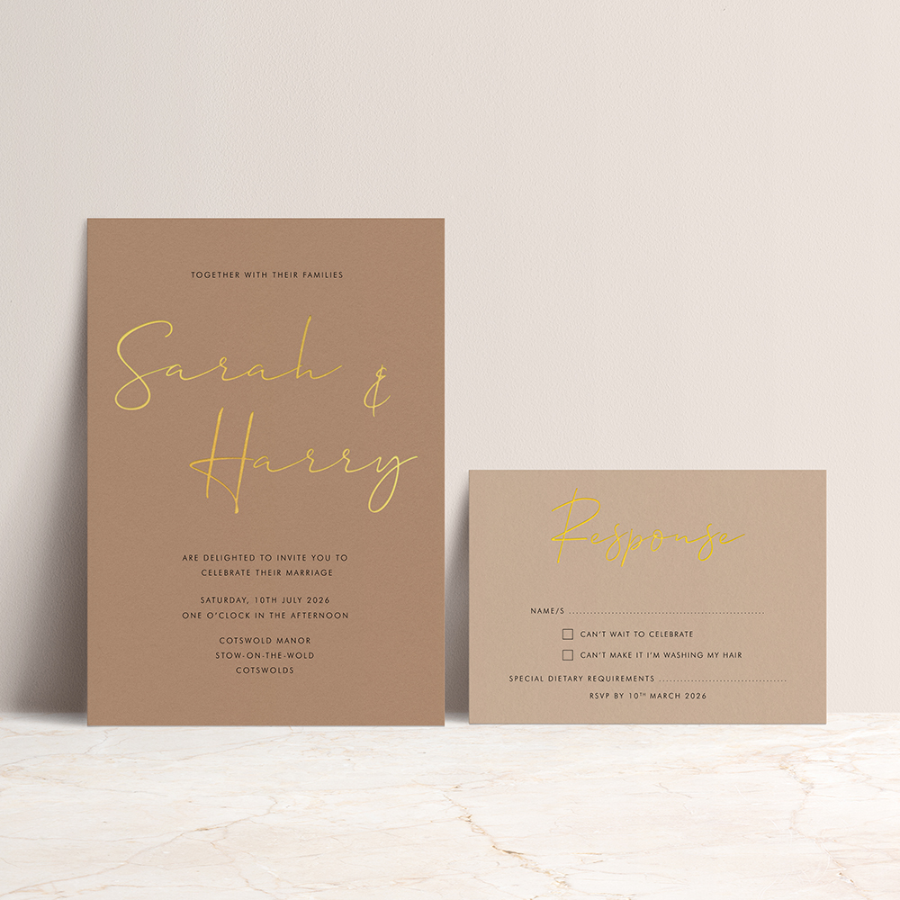 'Hermione' Foil Press & Print | Letterpress Style Invitation