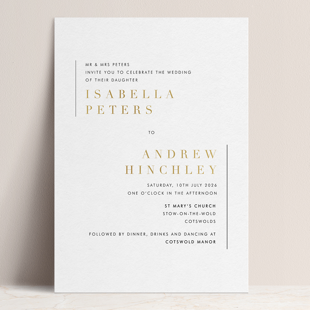 'Modern Classic MC02' Foil Pressed & Print | Letterpress Style Invitation