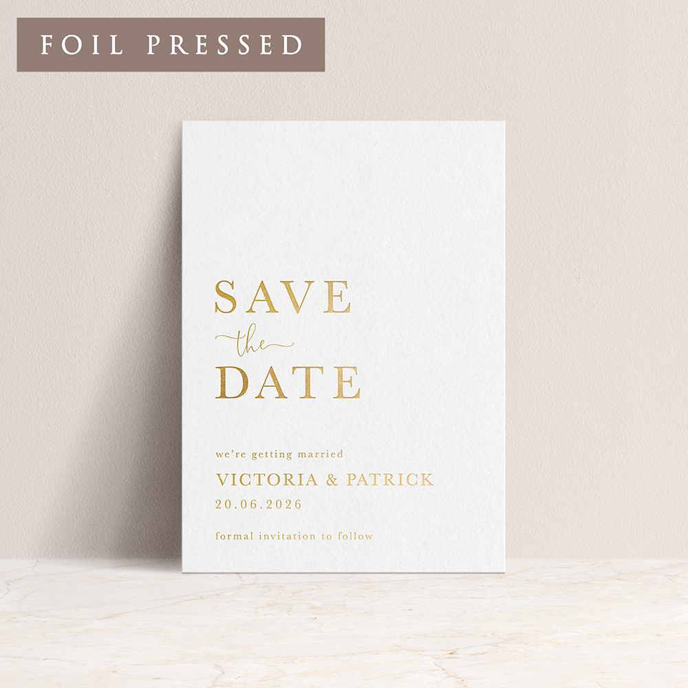 'Arthur' Full Foil Press Letterpress Style Save the Date