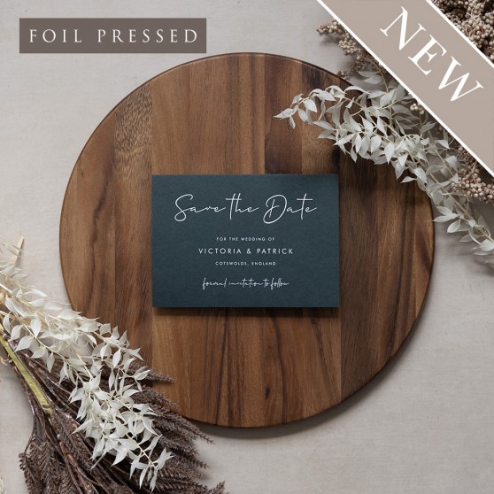 'MM02' Full Foil Press Letterpress Style Save the Date