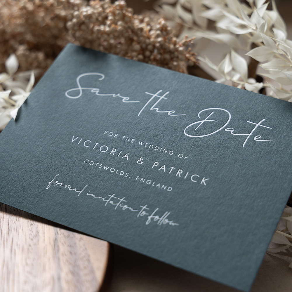 'MM02' Full Foil Press Letterpress Style Save the Date