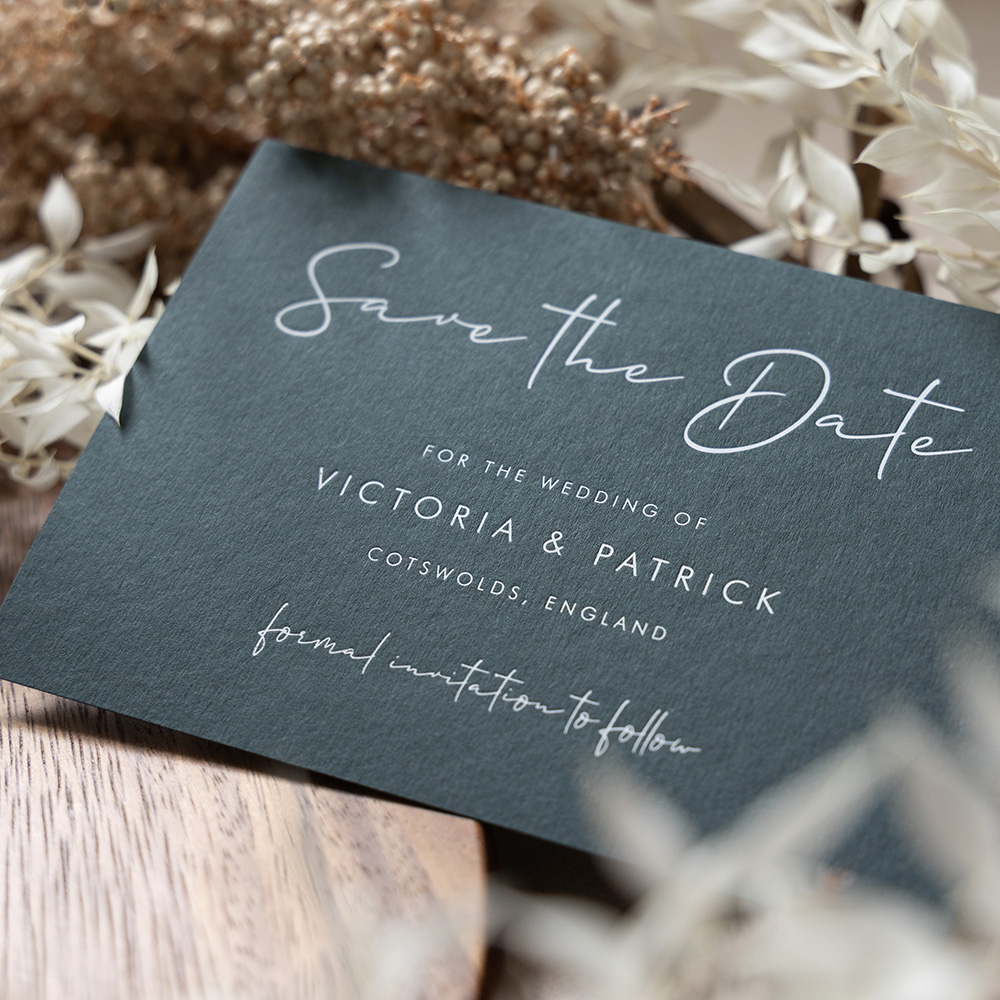 'MM02' Full Foil Press Letterpress Style Save the Date