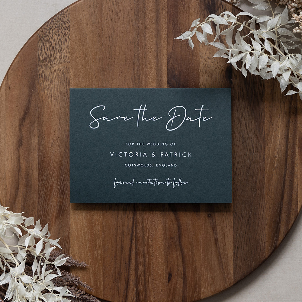 'MM02' Full Foil Press Letterpress Style Save the Date