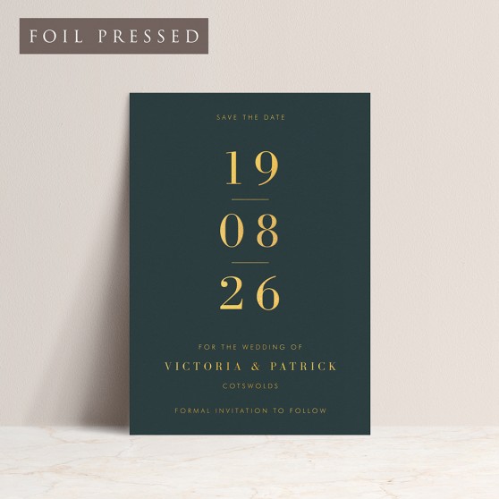 'MM04' Full Foil Press Letterpress Style Save the Date