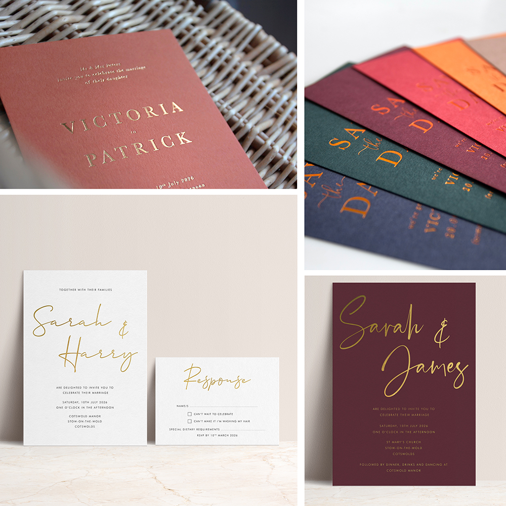 'Any Design' Foil Pressed Letterpress Style Invitation Sample