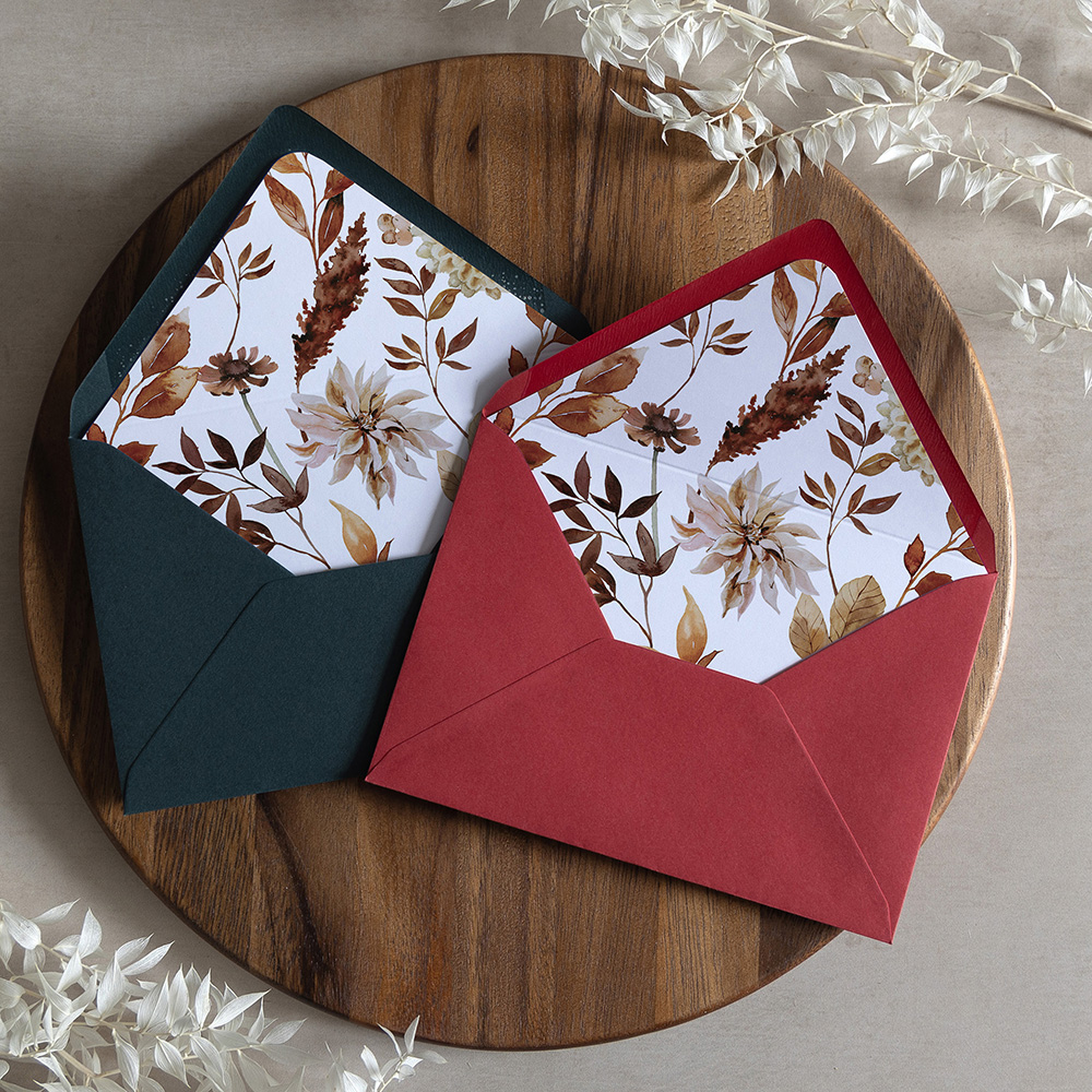 'Autumn Garden' Printed Envelope Liner with Envelope
