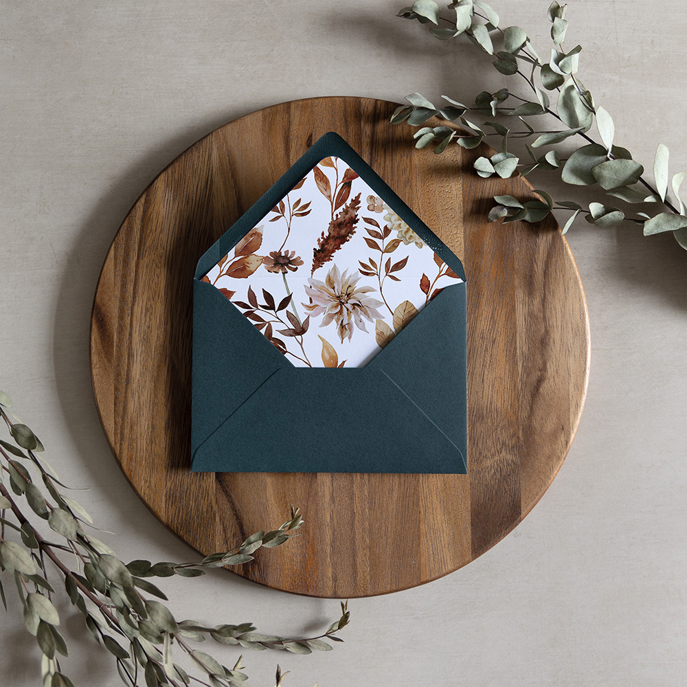 'Autumn Garden' Printed Envelope Liner Sample with Envelope