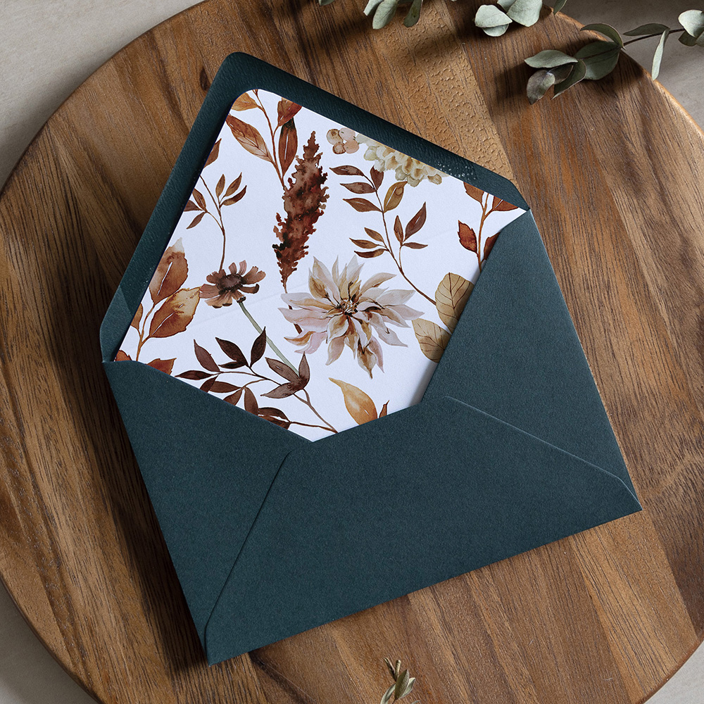'Autumn Garden' Printed Envelope Liner with Envelope