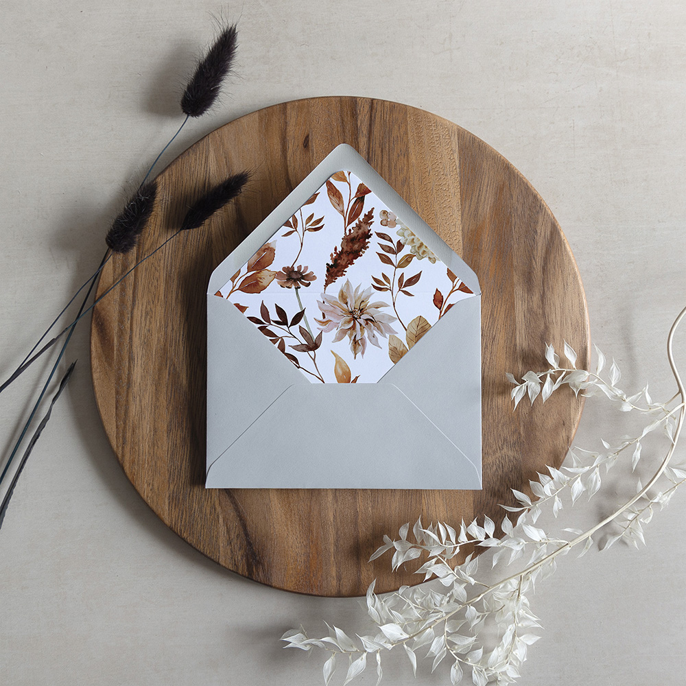 'Autumn Garden' Printed Envelope Liner Sample with Envelope