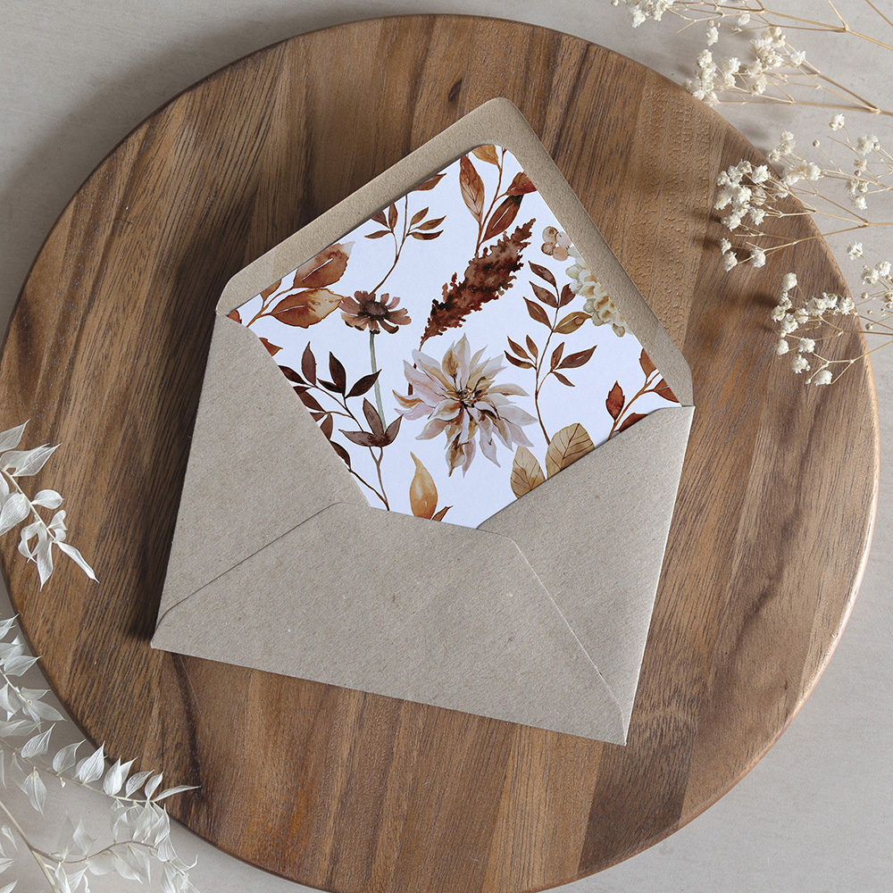 'Autumn Garden' Printed Envelope Liner with Envelope