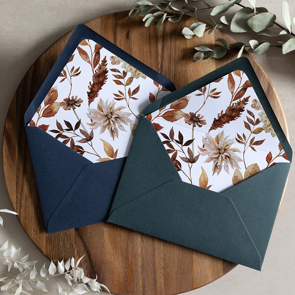 'Autumn Garden' Printed Envelope Liner Sample with Envelope