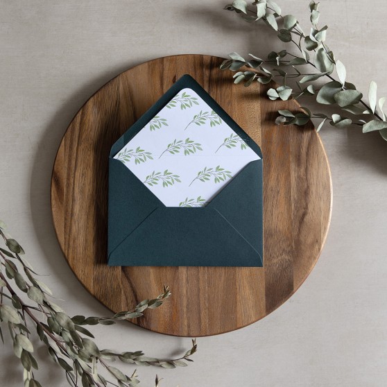 'Autumn Green' Printed Envelope Liner Sample with Envelope