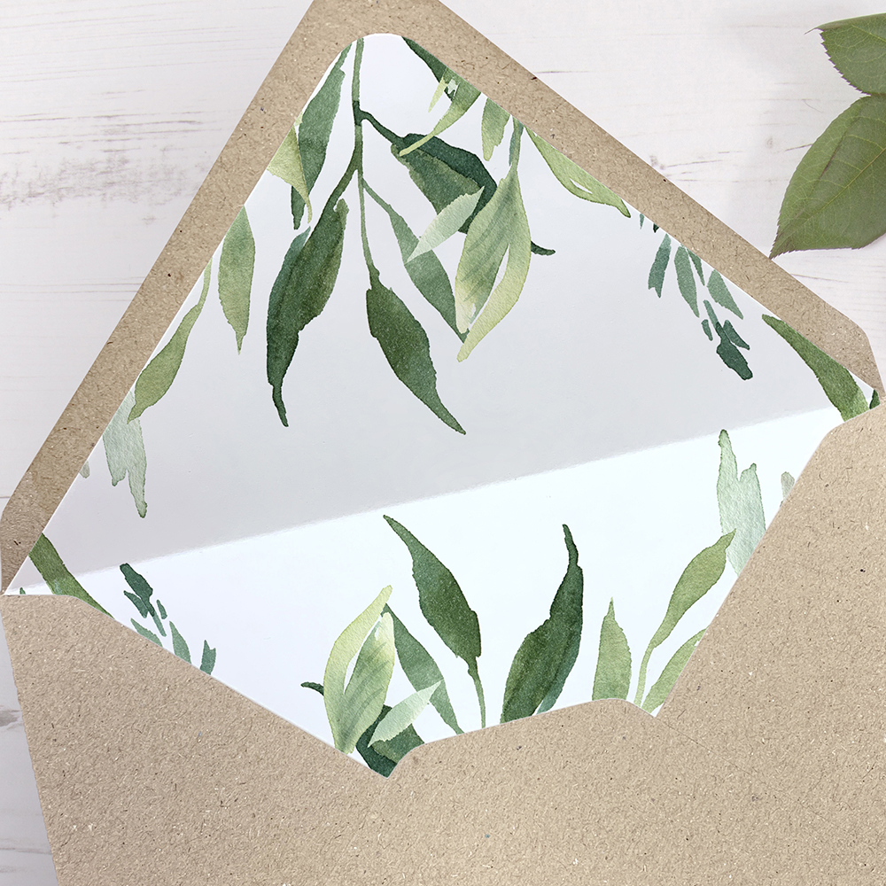 'Back to Nature' Printed Envelope Liner Sample with Envelope