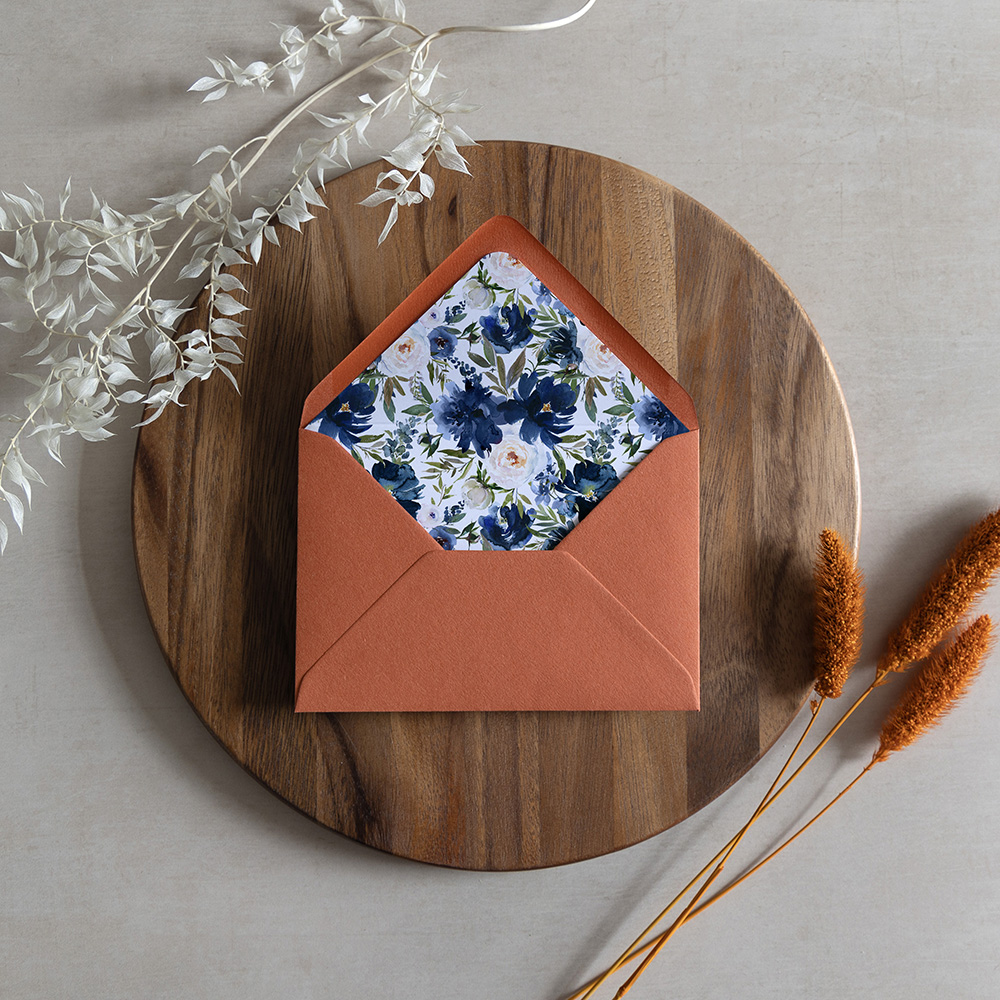 'Blue Velvet' Printed Envelope Liner with Envelope