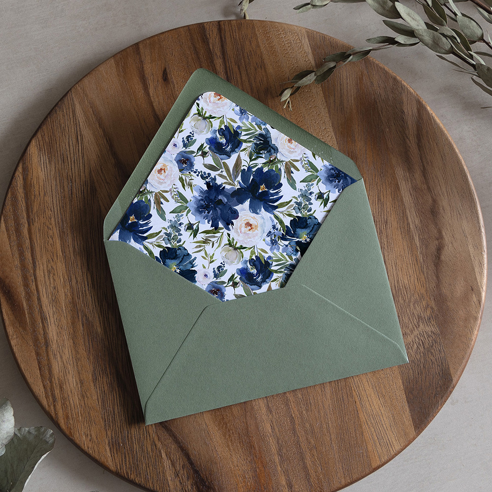 'Blue Velvet' Printed Envelope Liner with Envelope