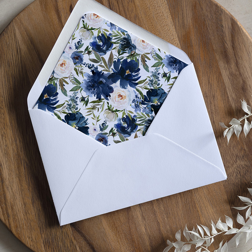 'Blue Velvet' Printed Envelope Liner with Envelope