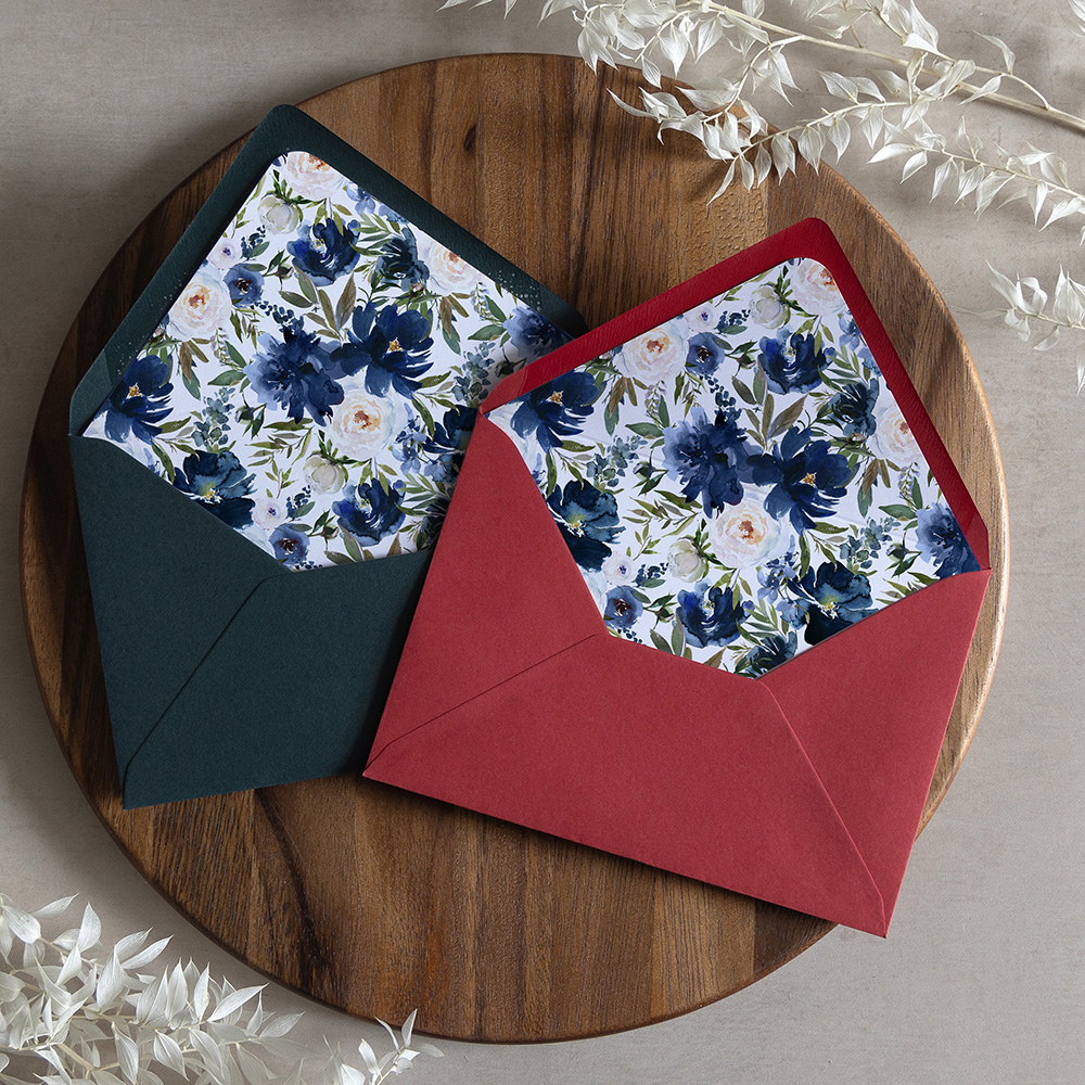 'Blue Velvet' Printed Envelope Liner with Envelope