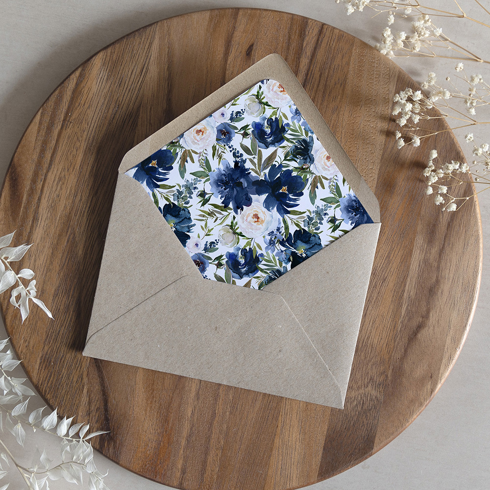 'Blue Velvet' Printed Envelope Liner with Envelope