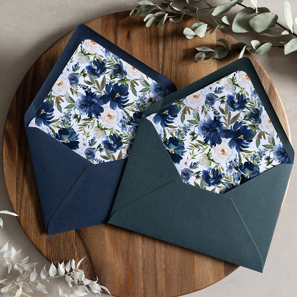 'Blue Velvet' Printed Envelope Liner with Envelope