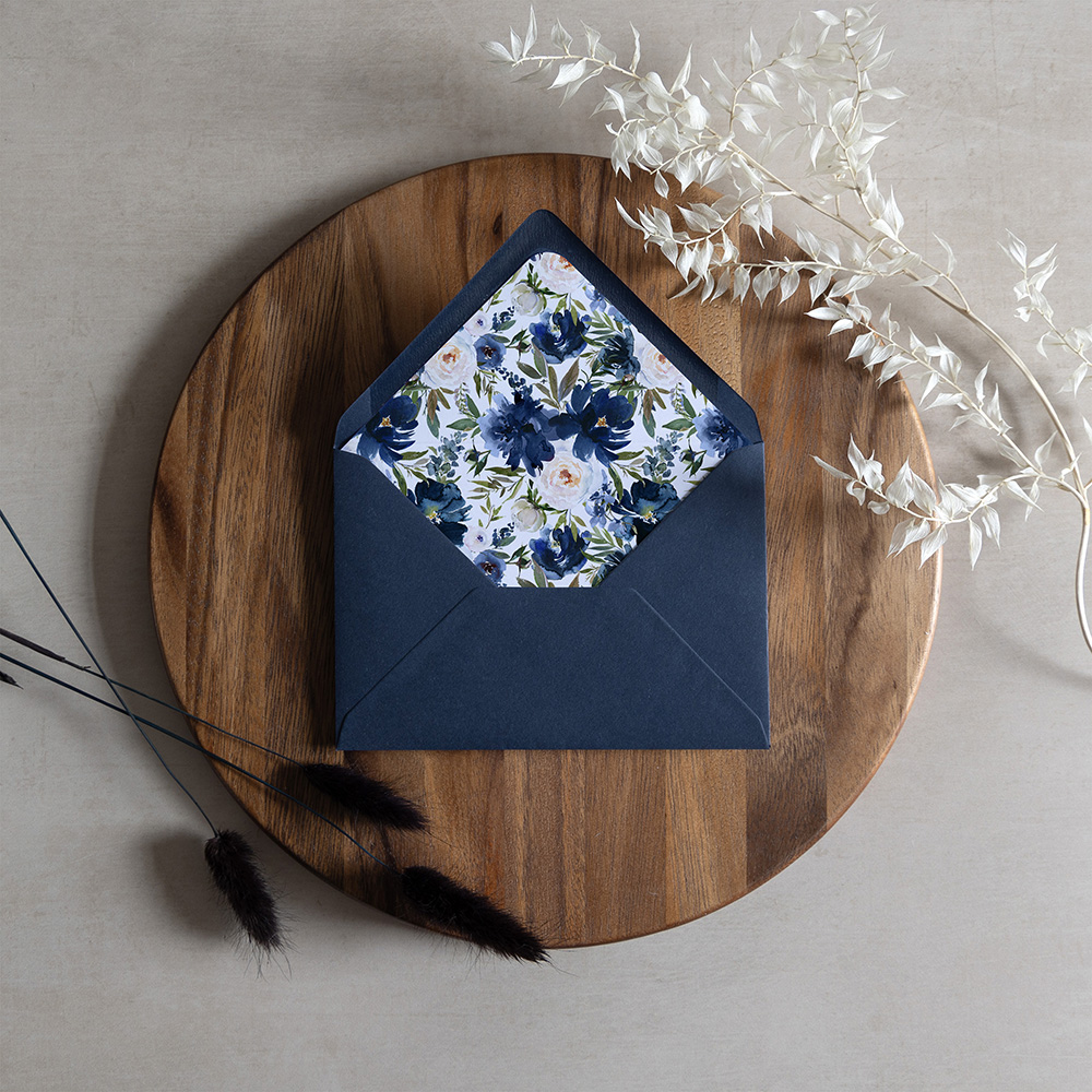 'Blue Velvet' Printed Envelope Liner with Envelope