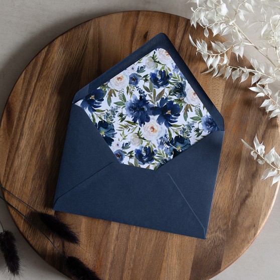 'Blue Velvet' Printed Envelope Liner Sample with Envelope
