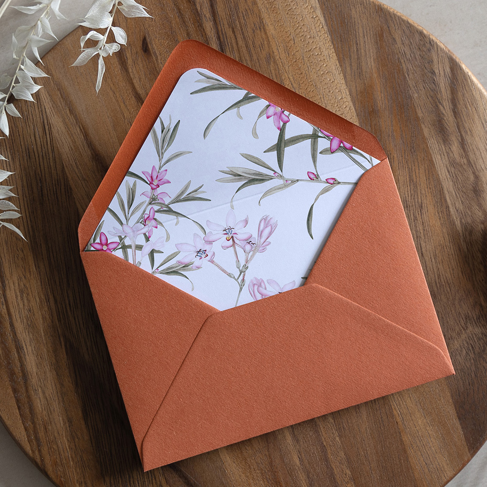 'Pink Botanical' Printed Envelope Liner with Envelope