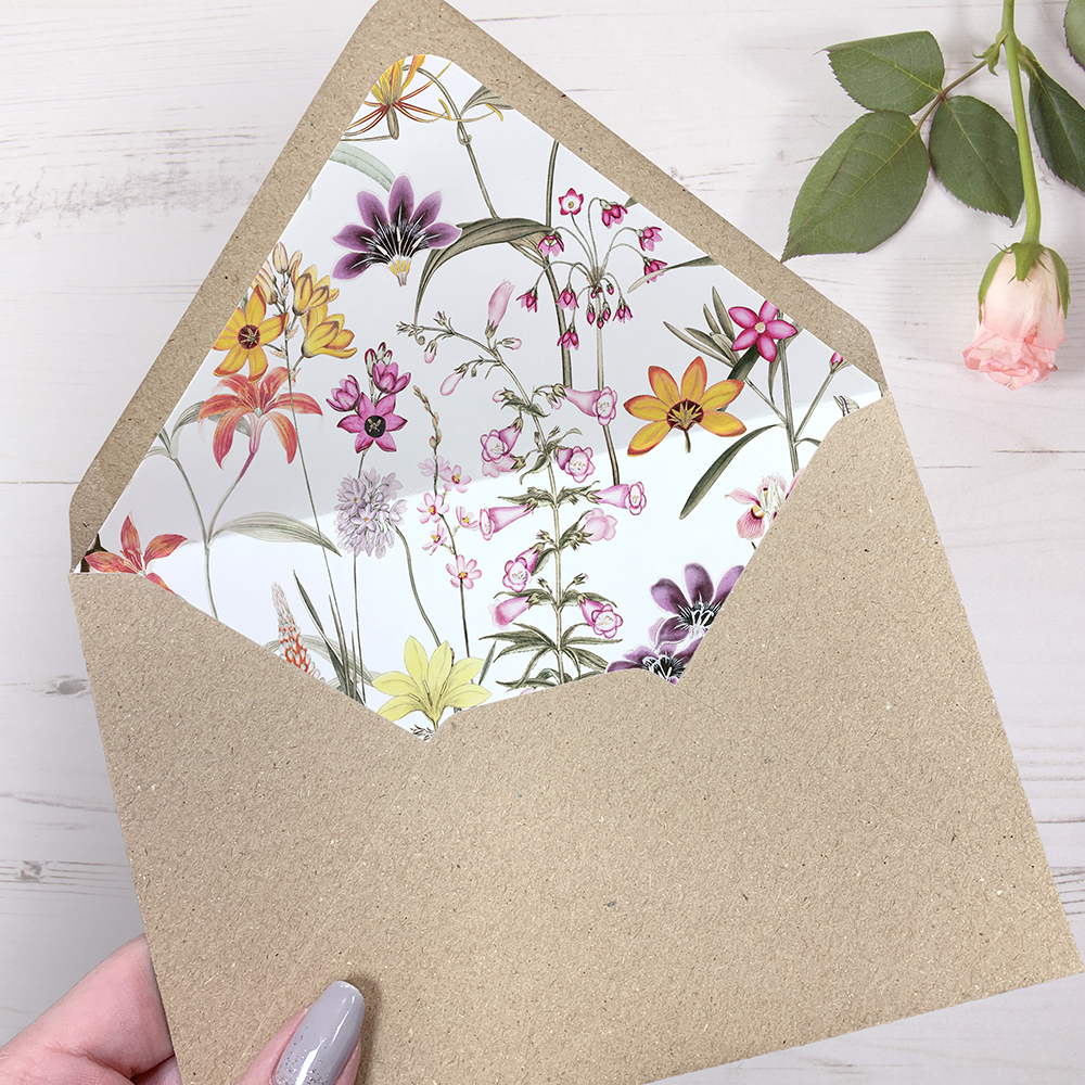 'Wild Botanical' Printed Envelope Liner Sample with Envelope