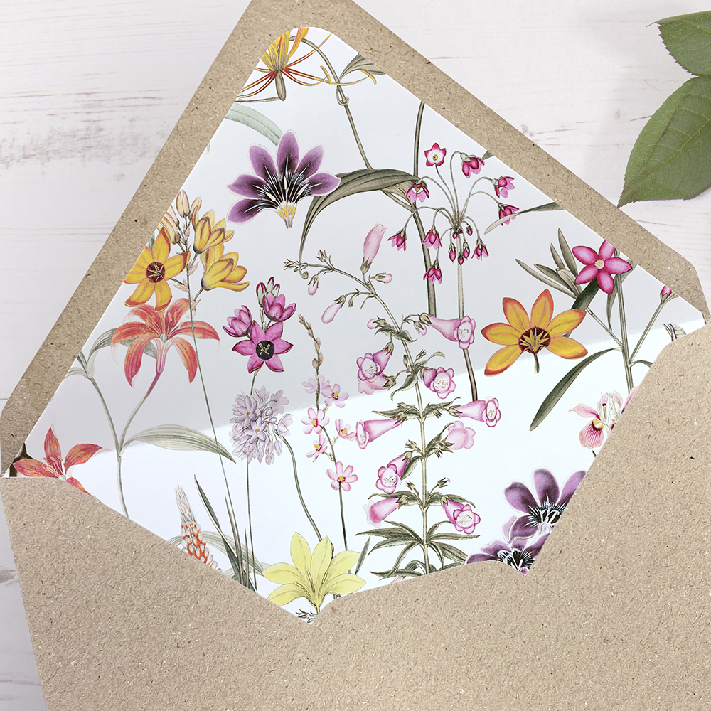 'Wild Botanical' Printed Envelope Liner Sample with Envelope