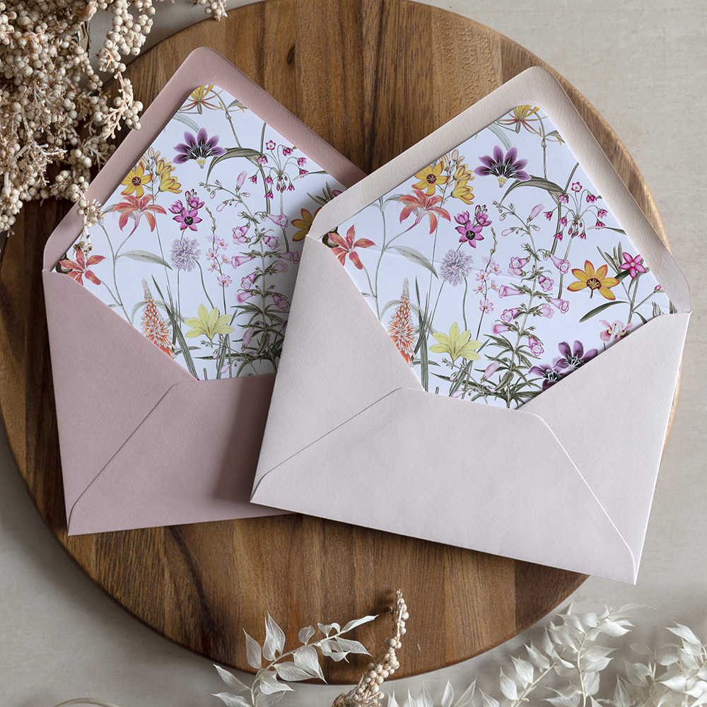 'Wild Botanical' Printed Envelope Liner Sample with Envelope