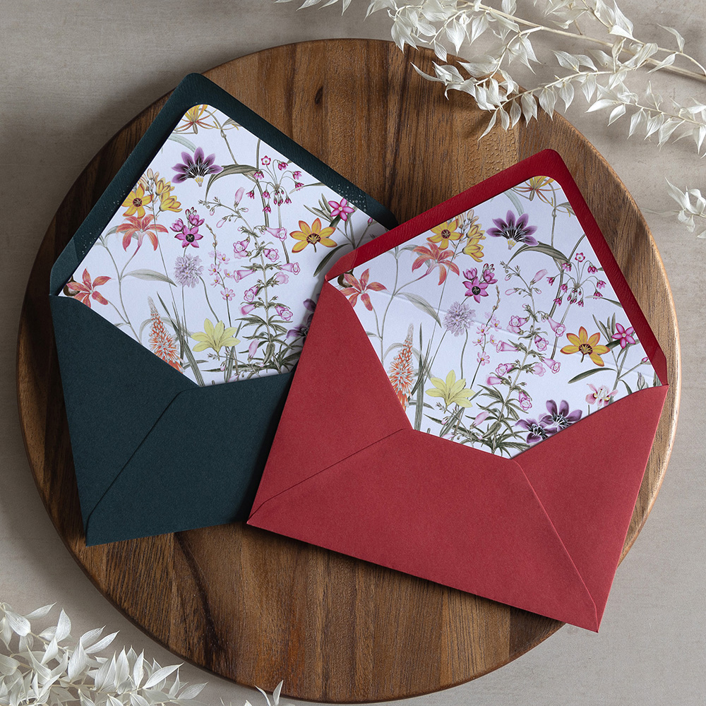 'Wild Botanical' Printed Envelope Liner Sample with Envelope