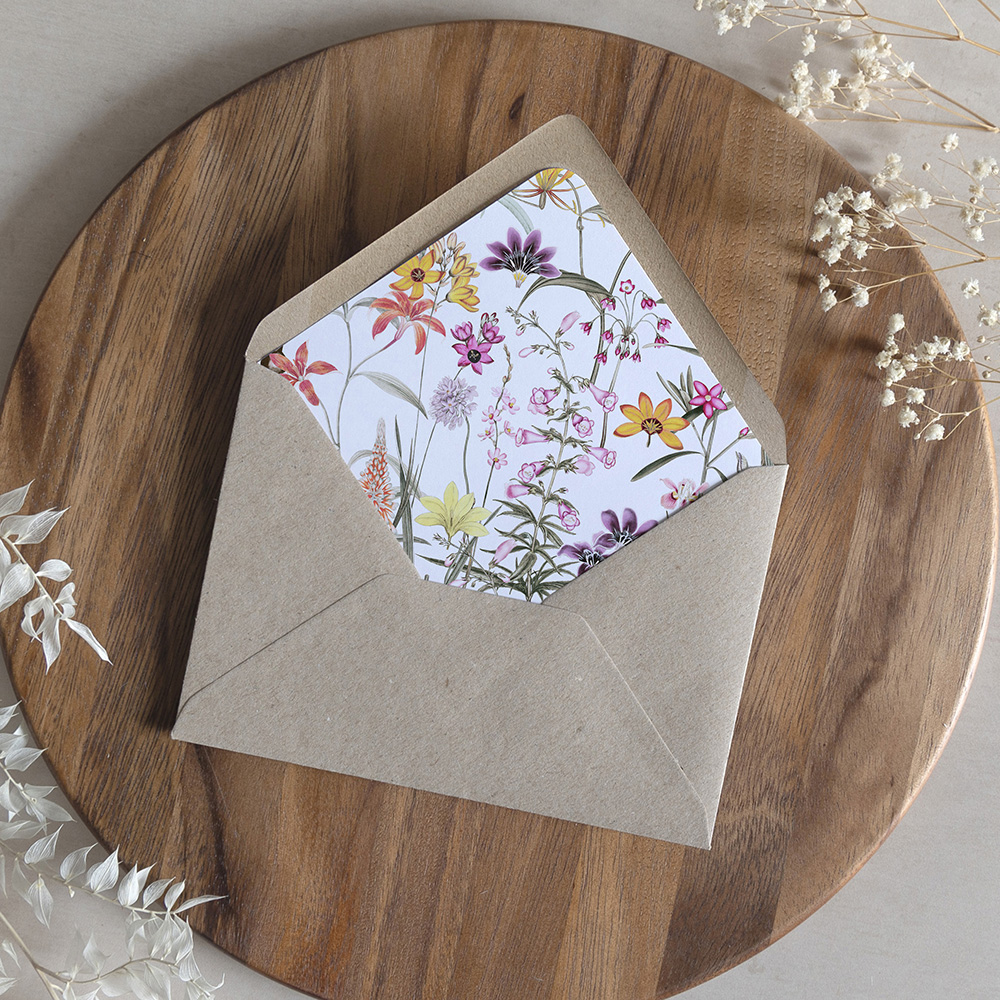 'Wild Botanical' Printed Envelope Liner Sample with Envelope
