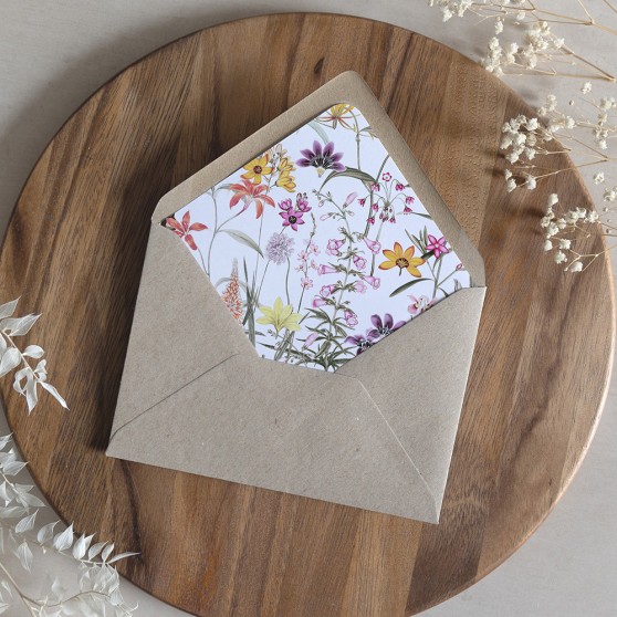 'Wild Botanical' Printed Envelope Liner Sample with Envelope