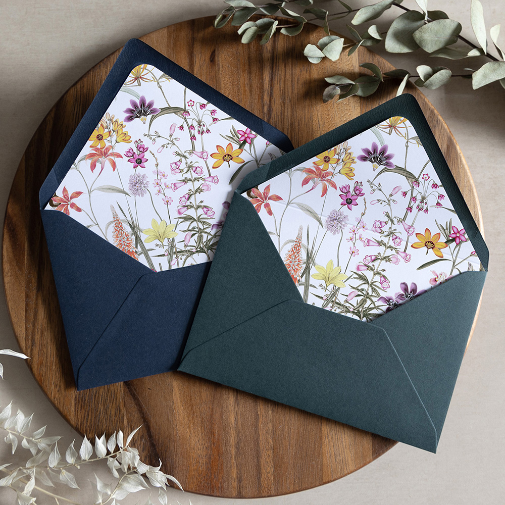 'Wild Botanical' Printed Envelope Liner Sample with Envelope