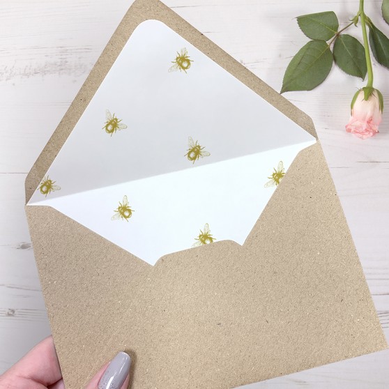'Bumble Bee' Printed Envelope Liner Sample with Envelope