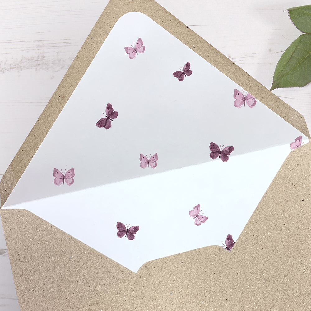 'Butterfly' Printed Envelope Liner with Envelope
