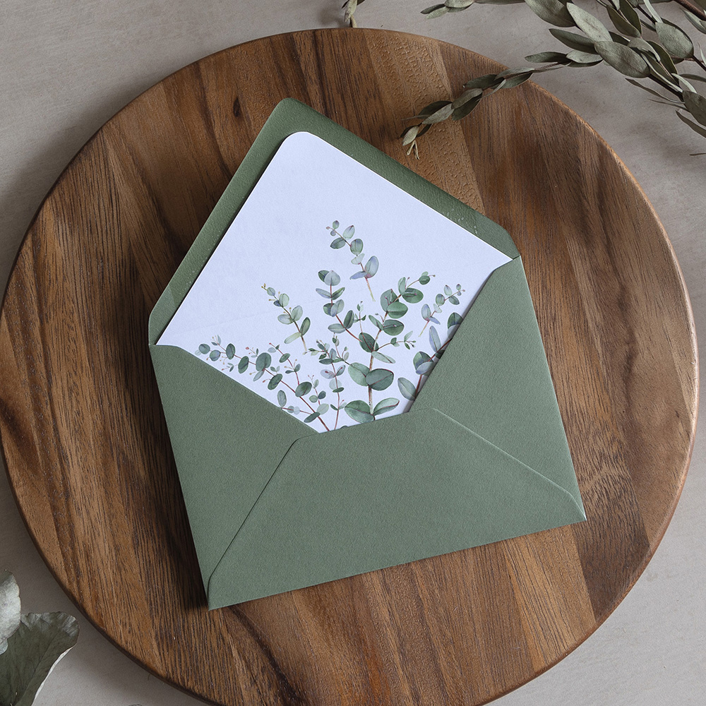 'Campagna Eucalyptus' Printed Envelope Liner with Envelope