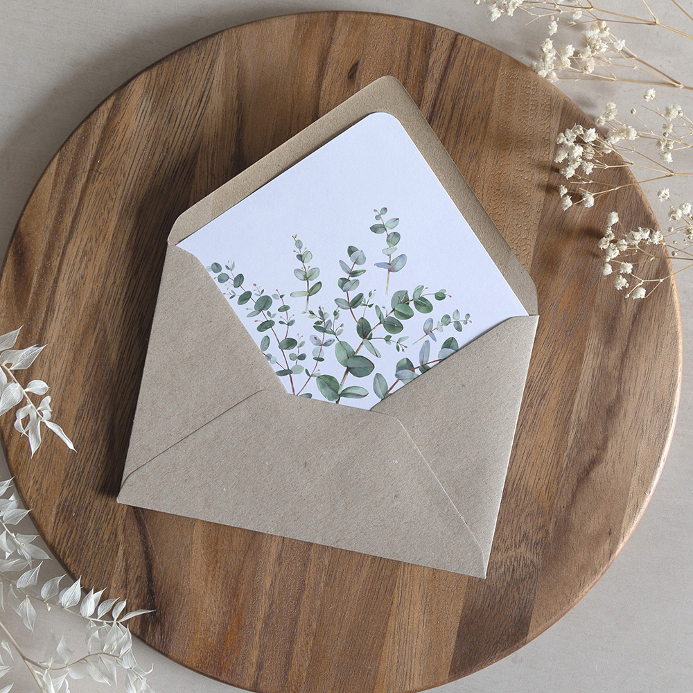 'Campagna Eucalyptus' Printed Envelope Liner with Envelope