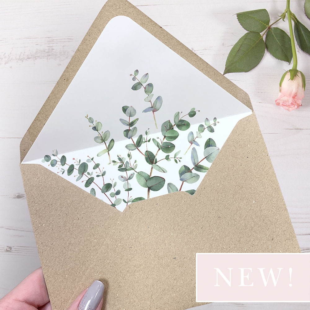 'Campagna Eucalyptus' Printed Envelope Liner Sample with Envelope