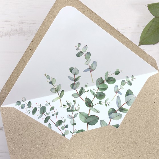 'Campagna Eucalyptus' Printed Envelope Liner Sample with Envelope