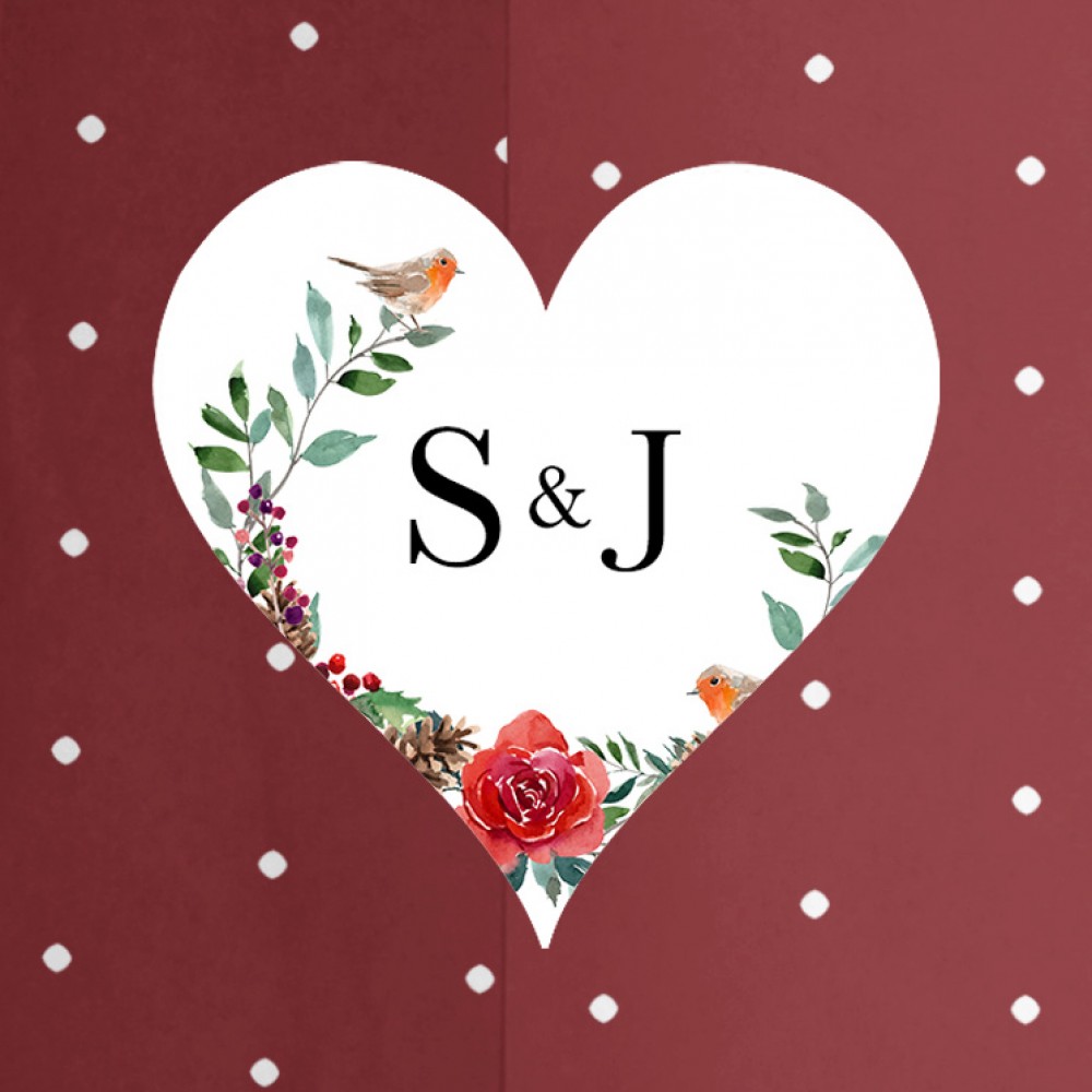 'Christmas Holly' Printed Gatefold Wedding Invitation