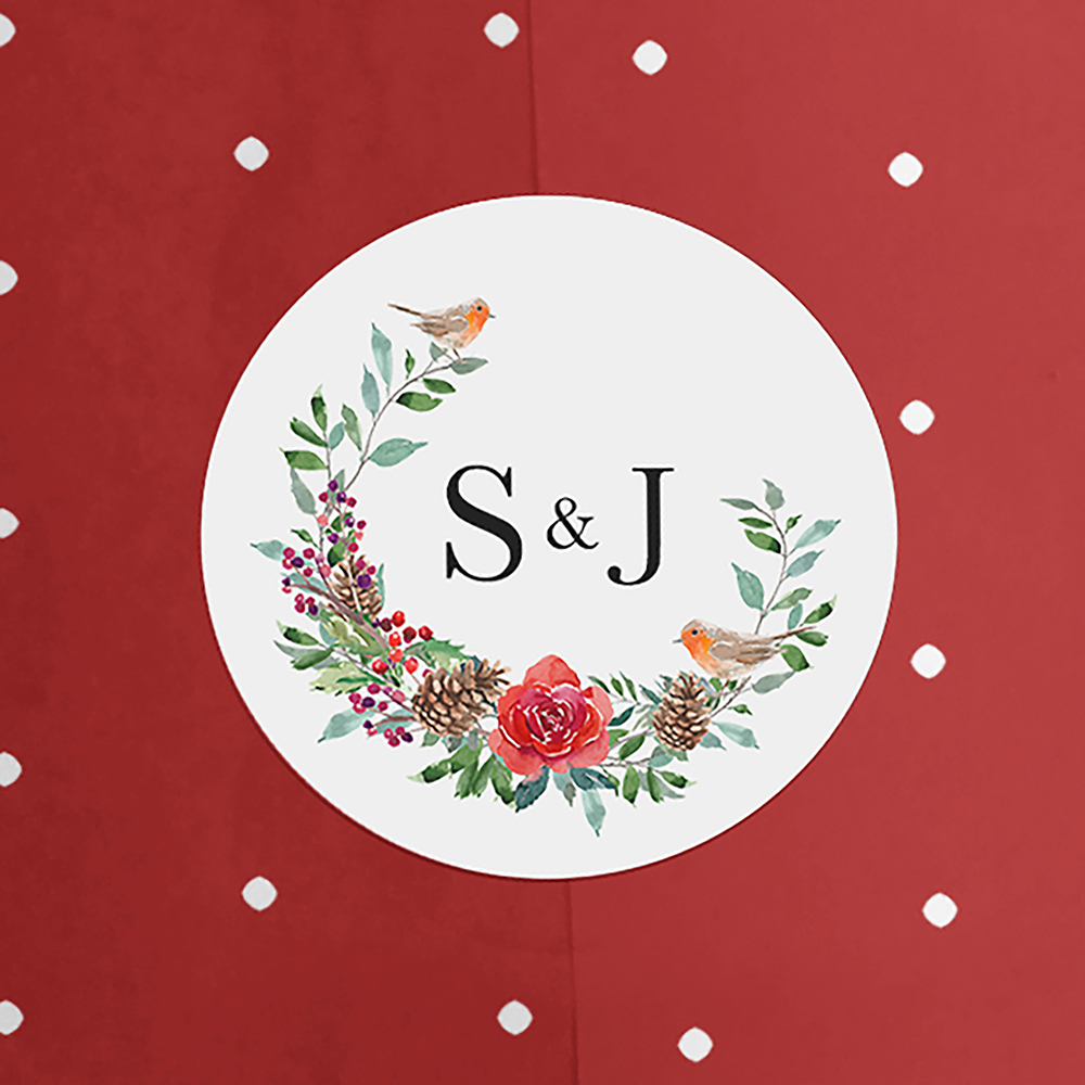 'Christmas Holly' Printed Gatefold Wedding Invitation