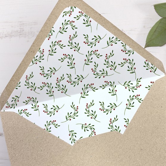 'Christmas' Printed Envelope Liner Sample with Envelope